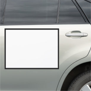 Simple White with Black Border Car Magnet