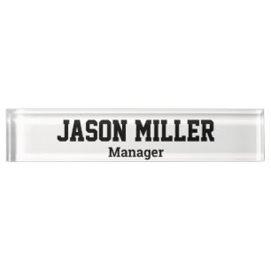Simple White with Black Lettering Nameplate