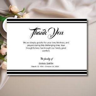 Simple White with Black Lines Funeral Thank You Card