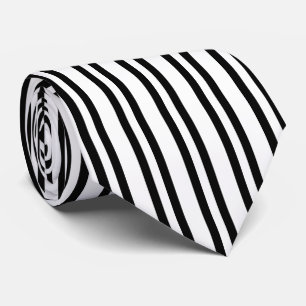 Simple White with Black Vertical Stripes Tie