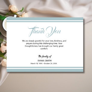 Simple White with Dusty Blue Lines Funeral Thank You Card