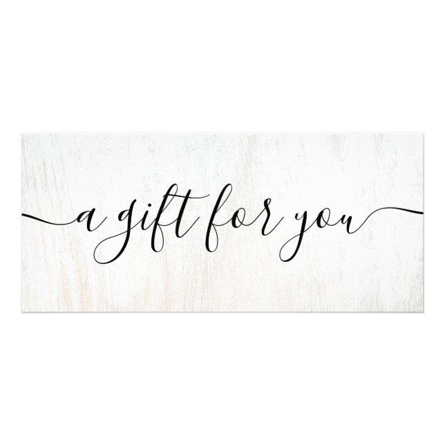 Simple White Wood Script Gift Certificate (Front)