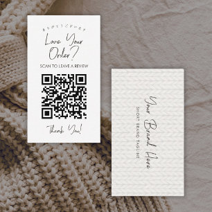 Simple White Yarn Knitting QR Code Leave a Review Business Card