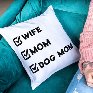 Simple Wife Mom Dog Mom Checkbox Throw Pillow