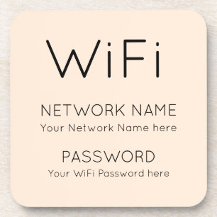 Simple WiFi Information black typographical Cream Coaster