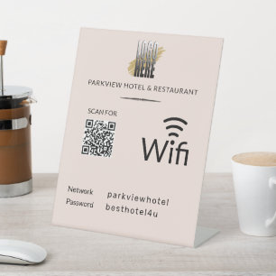 Simple Wifi Network Password QR Code Logo Blush Pedestal Sign
