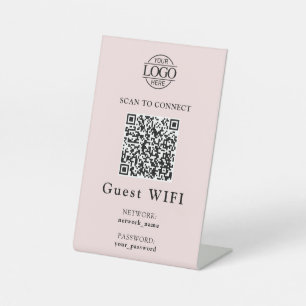 Simple Wifi Password &  Network   Business QR Code Pedestal Sign