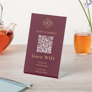 Simple Wifi Password &  Network   Business QR Code Pedestal Sign