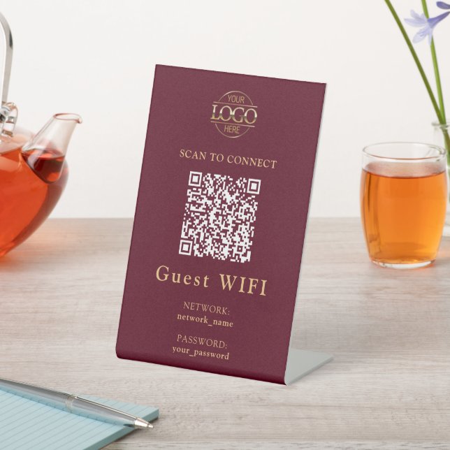 Simple Wifi Password &  Network | Business QR Code Pedestal Sign (In SItu)