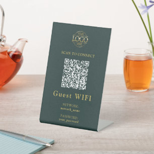 Simple Wifi Password & Network Business QR Code Pedestal Sign