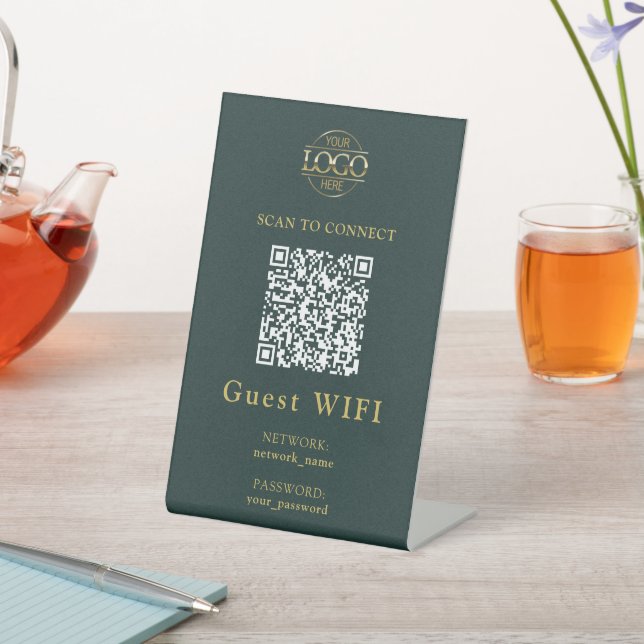 Simple Wifi Password &  Network | Business QR Code Pedestal Sign (In SItu)