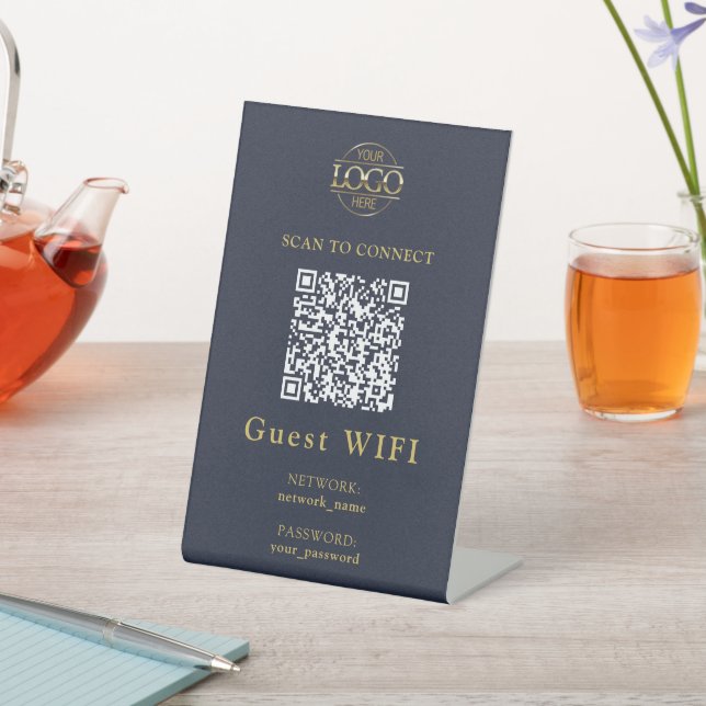 Simple Wifi Password &  Network | Business QR Code Pedestal Sign (In SItu)