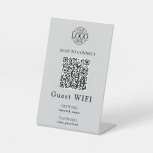 Simple Wifi Password &  Network   Business QR Code Pedestal Sign