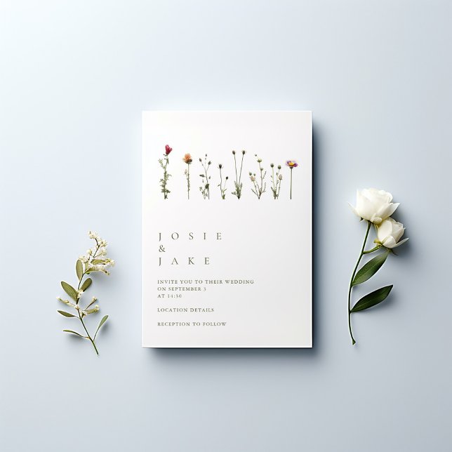 Simple wild Flowers Wedding Invitation (Modern Wild Flowers Wedding invitation card,)