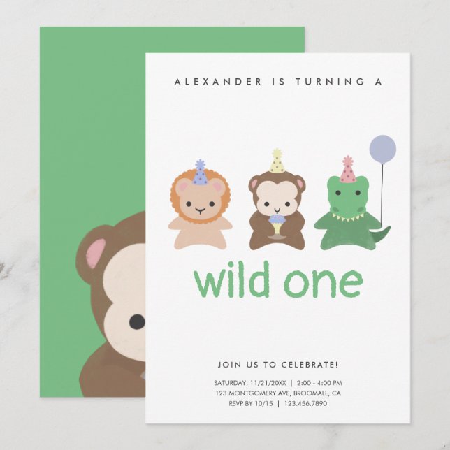 Simple Wild One First Birthday Party Invitation (Devant / Derrière)