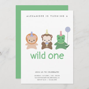Simple Wild One First Birthday Party Invitation