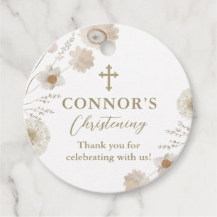Simple Wildflower Baptism or Christening Favour Tags