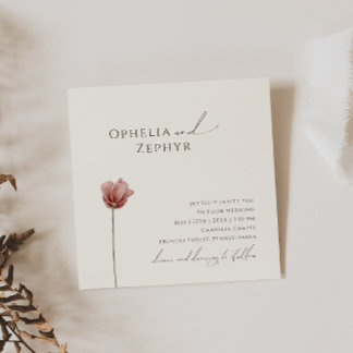 Simple Wildflower | Beige Square Wedding Invitation