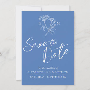 Simple wildflower blue white photo  save the date
