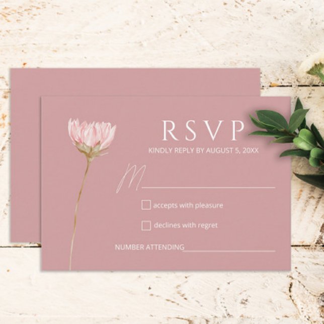 Simple Wildflower Boho | Dusty Rose Wedding RSVP Card (Creator Uploaded)