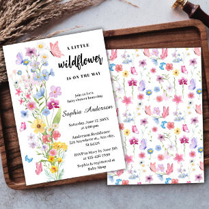 Simple Wildflower Boho Floral Neutral Baby Shower Invitation