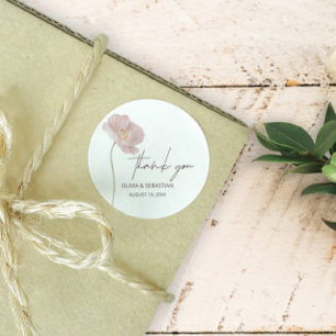 Simple Wildflower Boho Wedding Thank you Classic Round Sticker