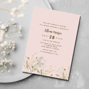 Simple Wildflower Bridal Shower Party  Invitation