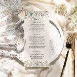 Simple Wildflower Fern Beige Wedding Flat Menu<br><div class="desc">This Simple Wildflower Fern Beige Wedding Flat Menu design is an elegant arrangement of classic gold geometric frames embellished with delicate boho floral greenery bouquets and stems. Featuring a palette of timeless ivory beige backgrounds with simple classic black typography and whimsical colourful wildflowers, creating a lovely and polished romantic feel....</div>