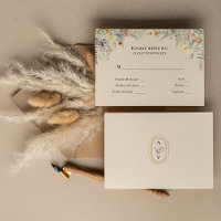Simple Wildflower Fern Beige Wedding Monogram