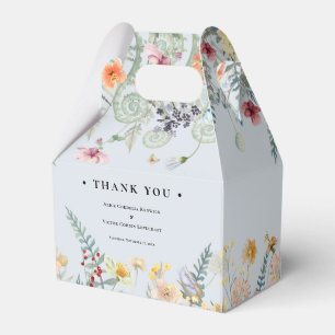 Simple Wildflower Fern Dusty Blue Wedding Favor Box