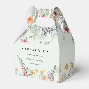 Simple Wildflower Fern Mint Green Wedding Favor Box