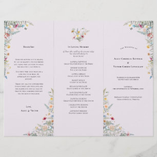 Simple Wildflower Lavender Wedding Program Flyer