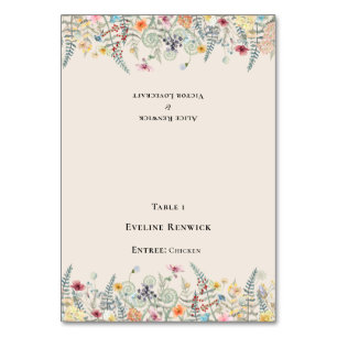 Simple Wildflower Menu Choice Foldable Place Card