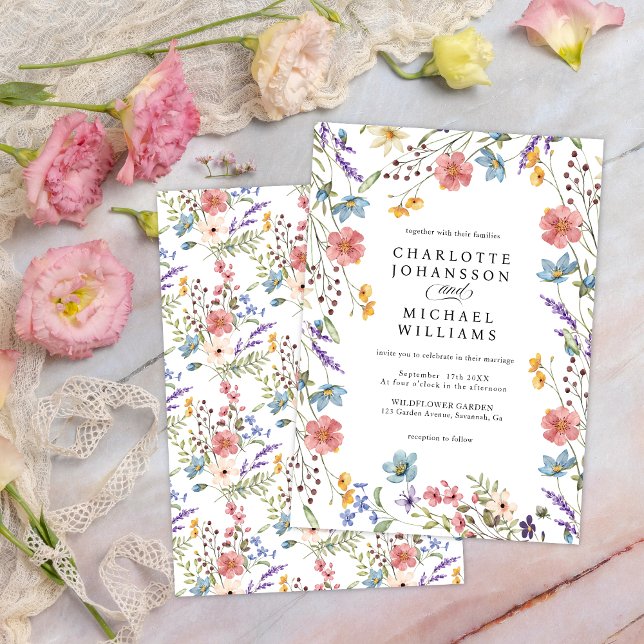 Simple Wildflower Modern Rustic Garden Wedding Invitation (Creator Uploaded)