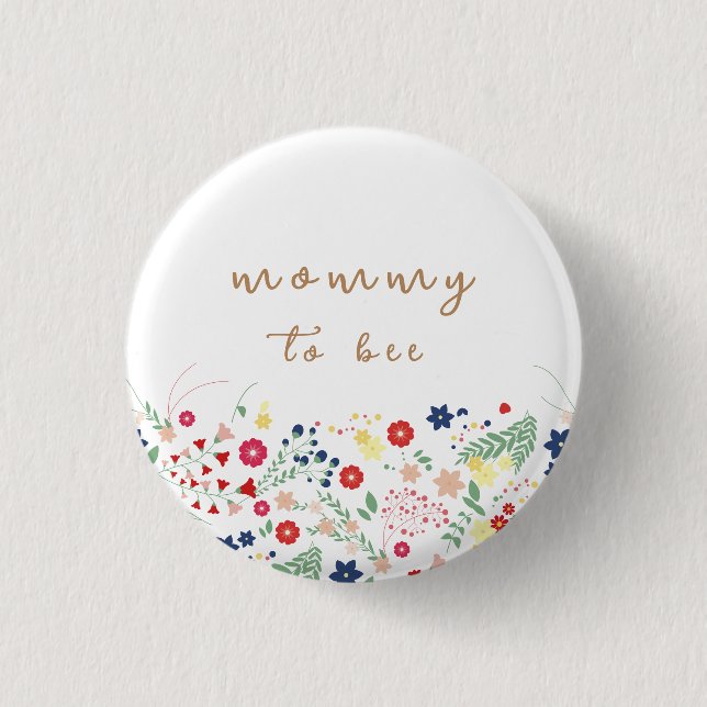 Simple Wildflower Mommy To Bee Baby Shower  1 Inch Round Button (Front)