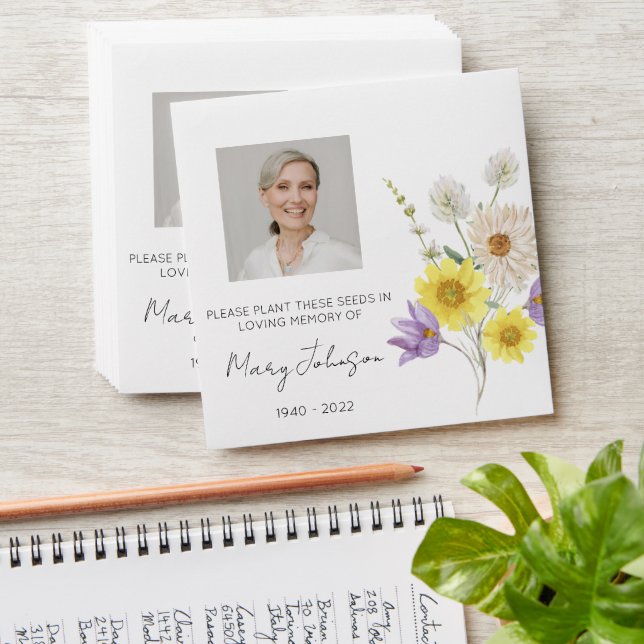 Simple Wildflower Photo Funeral Seed Envelope (Stacked)