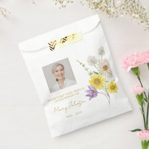 Simple Wildflower Photo Funeral Seed Favour Bag