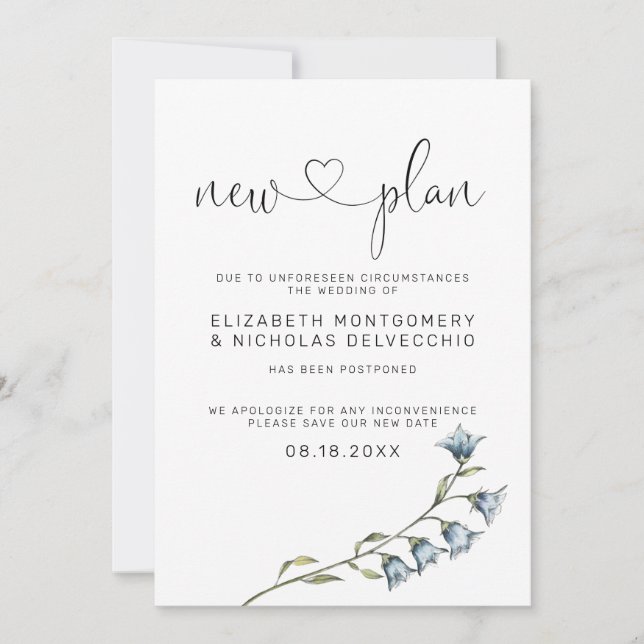 Simple Wildflower | Postponed Wedding Announcement (Front)