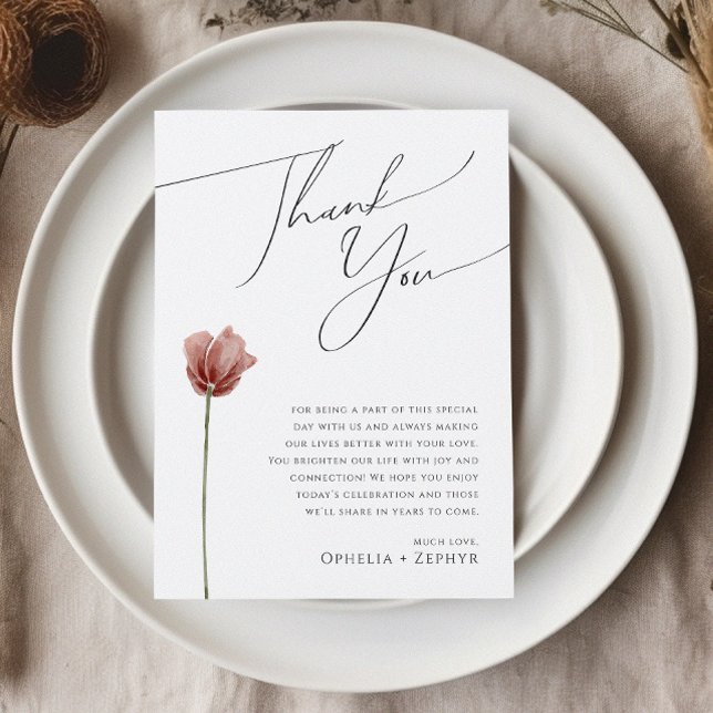 Simple Wildflower | Reception Table Thank You Card (Creator Uploaded)