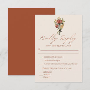 Simple Wildflower Terracotta Menu Choice RSVP