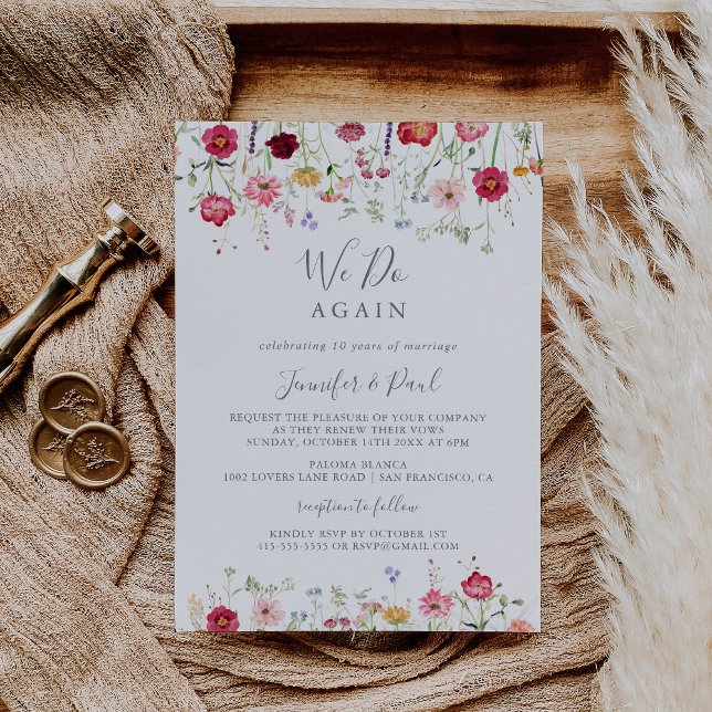 Simple Wildflower We Do Again Vow Renewal Invitation (Creator Uploaded)
