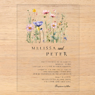 Simple Wildflower Wedding Acrylic Invitations