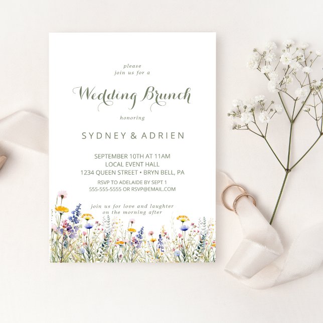 Simple Wildflower Wedding Brunch Invitation (Creator Uploaded)