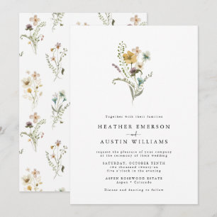 Simple Wildflower Wedding Invitations