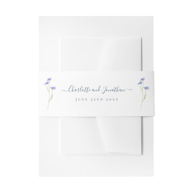 Simple Wildflower Wedding Personalized  Invitation Belly Band (Front Example)