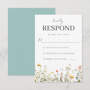 Simple Wildflower Wedding RSVP Card
