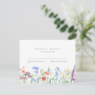 Simple Wildflower Wedding RSVP  Card