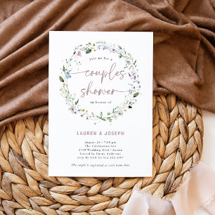 Simple Wildflower Wreath   Couples Shower Invitation
