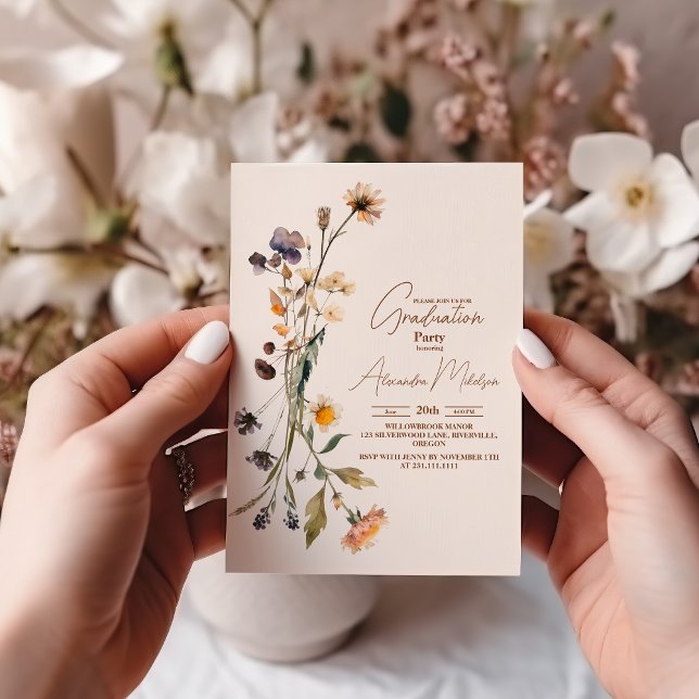 Simple Wildflowers Botanical Garden Graduation Invitation (Creator Uploaded)
