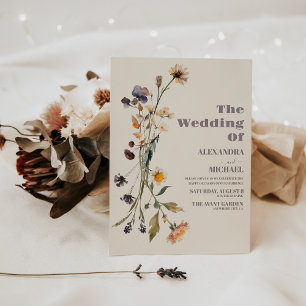 Simple Wildflowers Botanical Garden Wedding Invitation